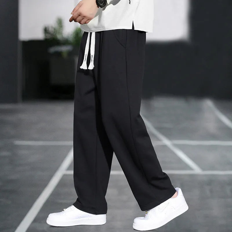 Men's casual bamboo fibre sports trousers with high waist and multiple pockets in grey colour