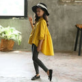 Girls' cotton Korean style top with swallowtail hem in white or yellow, sizes 110-165cm