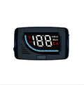 A101 OBD2 universal head-up display with 3-inch LED screen in black, mounted on car dashboard with speed and temperature projection