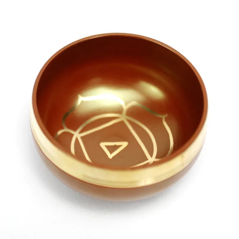 Handmade 8 cm diameter metal singing bowl in a choice of seven colours for meditation and yoga.
