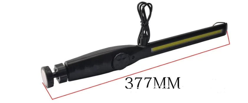 ABS portable LED work lamp with rotatable bracket and USB charging in black