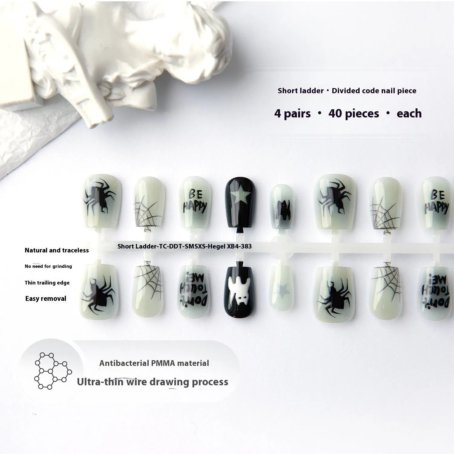 Cartoon ancient style nail stickers 40 pieces with glossy seal layer for ladies retro nail art