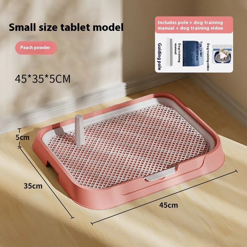 PET plastic fixed-point dog toilet tray in cream yellow, removable and washable, with side walls
