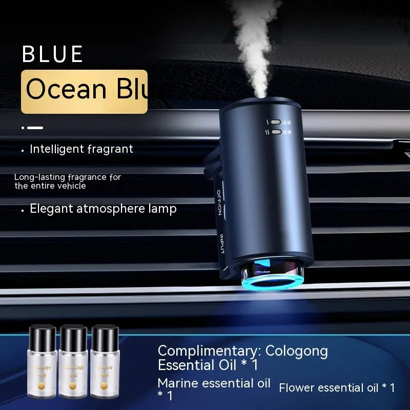 Obsidian Black car air vent clip-on aroma diffuser with essential oil bottles