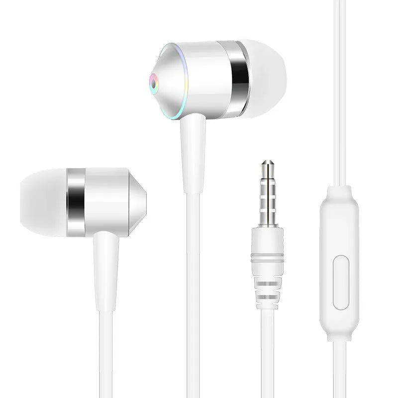 In-ear wired headset with microphone 3.5mm plug silicone earplugs crystal cable 1.2m in black