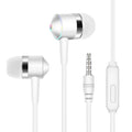In-ear wired headset with microphone 3.5mm plug silicone earplugs crystal cable 1.2m in black