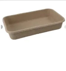 Brown disposable biodegradable cat litter box shown in three size variants.