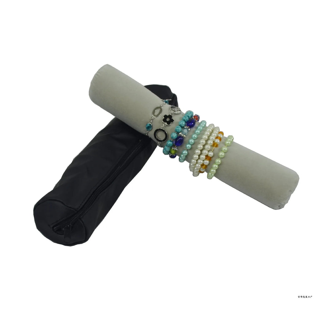Polyester women's bracelet watch buggy bag in black velvet with black bracelet stick for dustproof storage