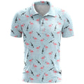 Man's loose-fit short sleeve sports t-shirt in lightweight birdseye polyester fabric on a hanger.