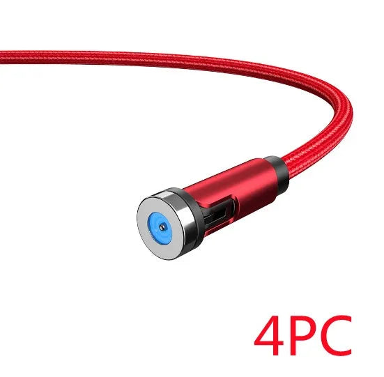 Essager rotating magnetic USB charging cable with blue LED light showing 360-degree rotation