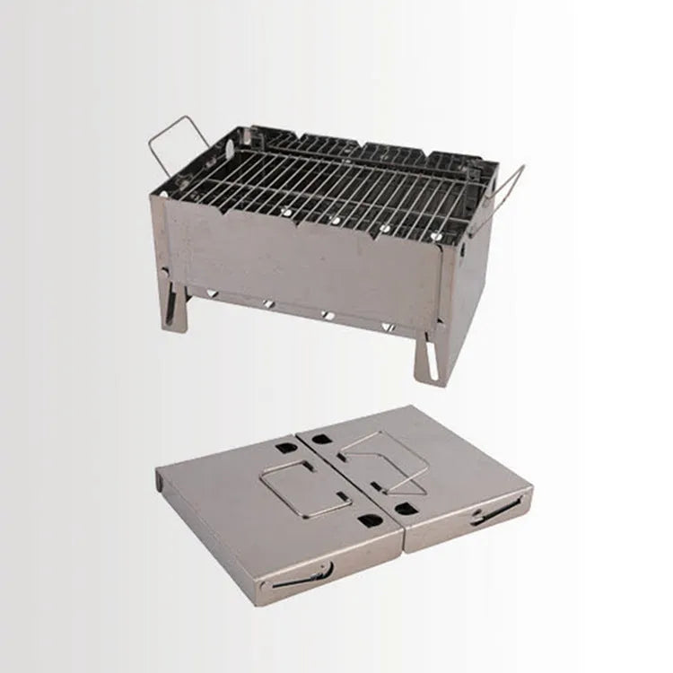 Portable black steel charcoal stove, box type, split furnace, 300 x 200 x 150mm for outdoor use