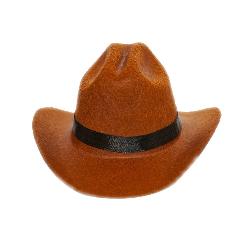 British cowboy hat for cats in non woven fabric with decorative velvet belt attachment