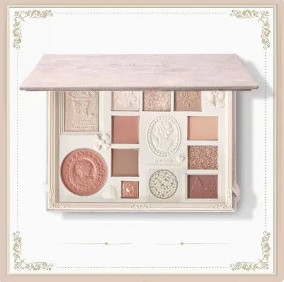 Embossed all-in-one eyeshadow highlighter blush plate with 8 colours, Almond Baked Milk shade