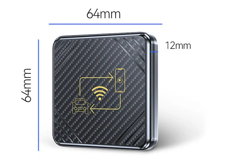 Wireless CarPlay and Android Auto adapter with USB connection and gold or white ABS plastic housing