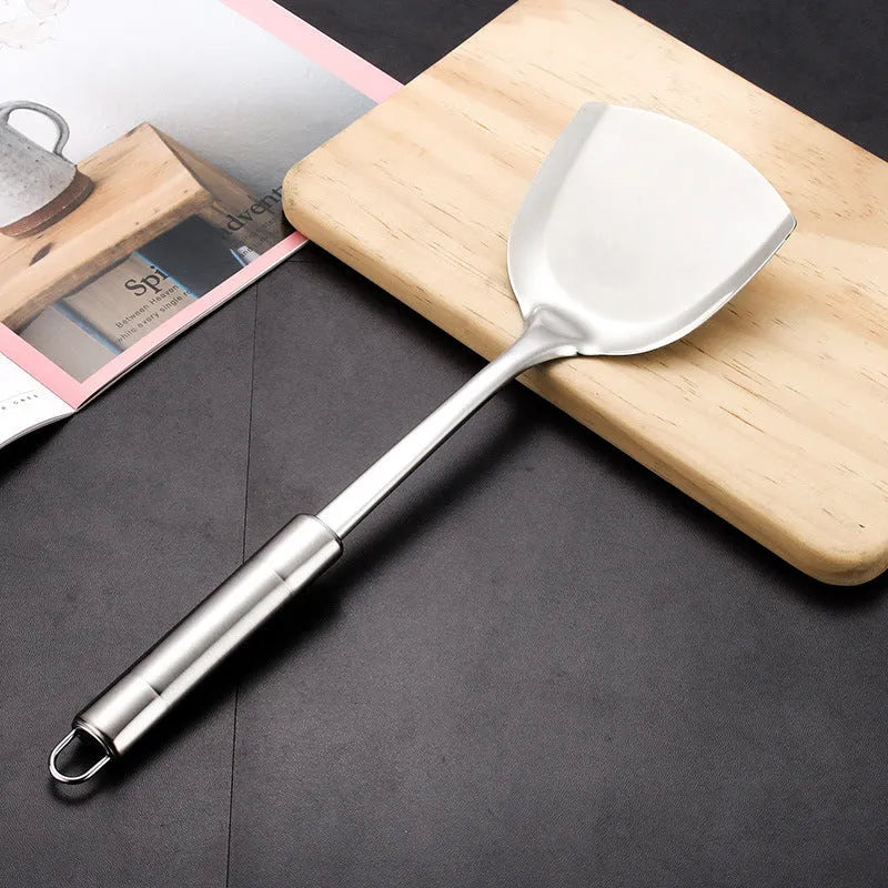 6 piece stainless steel kitchenware set with anti-scalding design, including shovel, spoons and colander