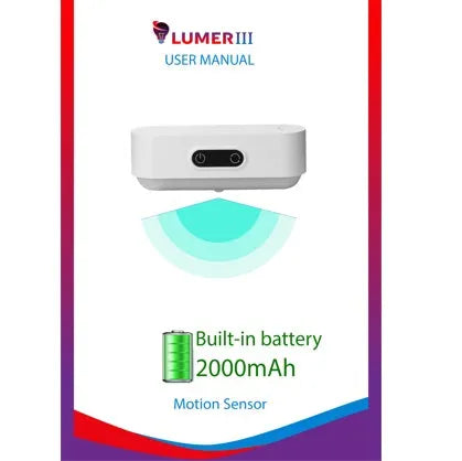 White magnetic USB rechargeable LED night light with touch controls mounted on a metal surface.