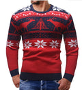 Christmas fawn sweater slim fit round neck mohair blend printed pullover in red colour option