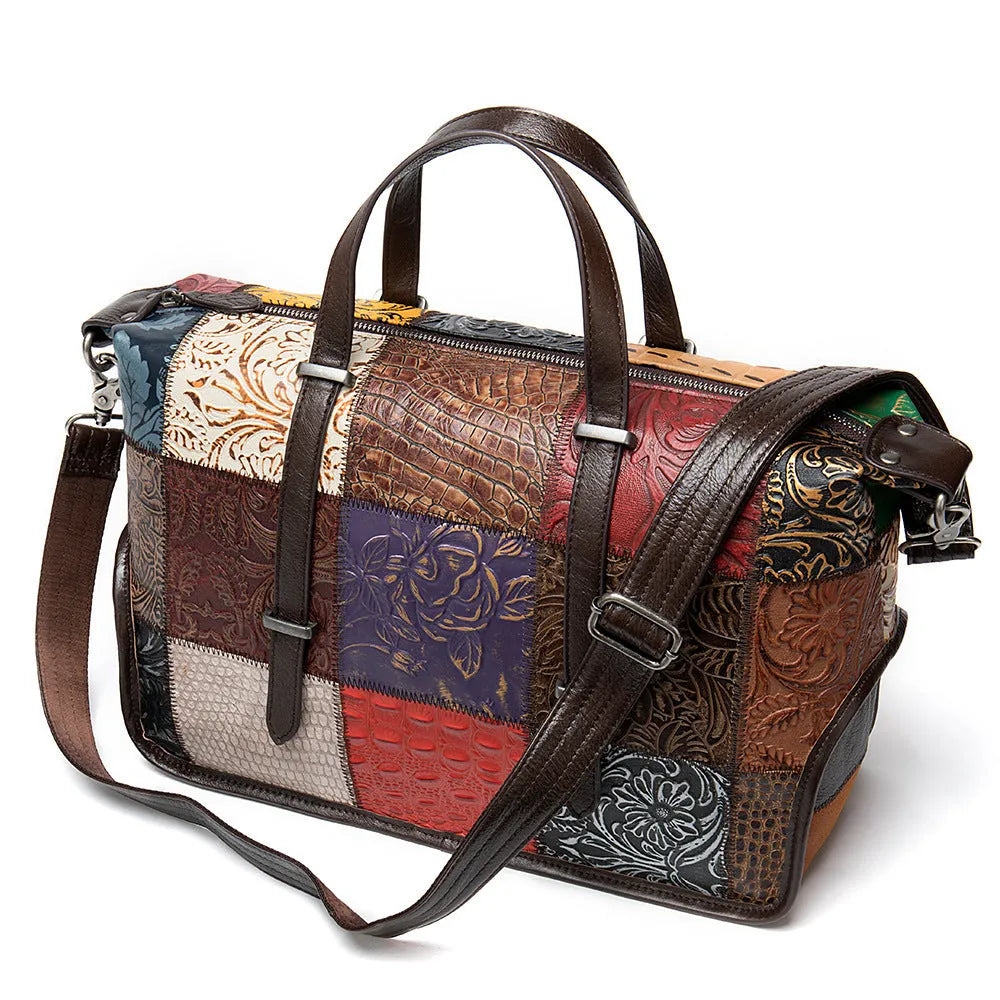 Cowhide women's handbag multi-color leather shoulder tote 36cm