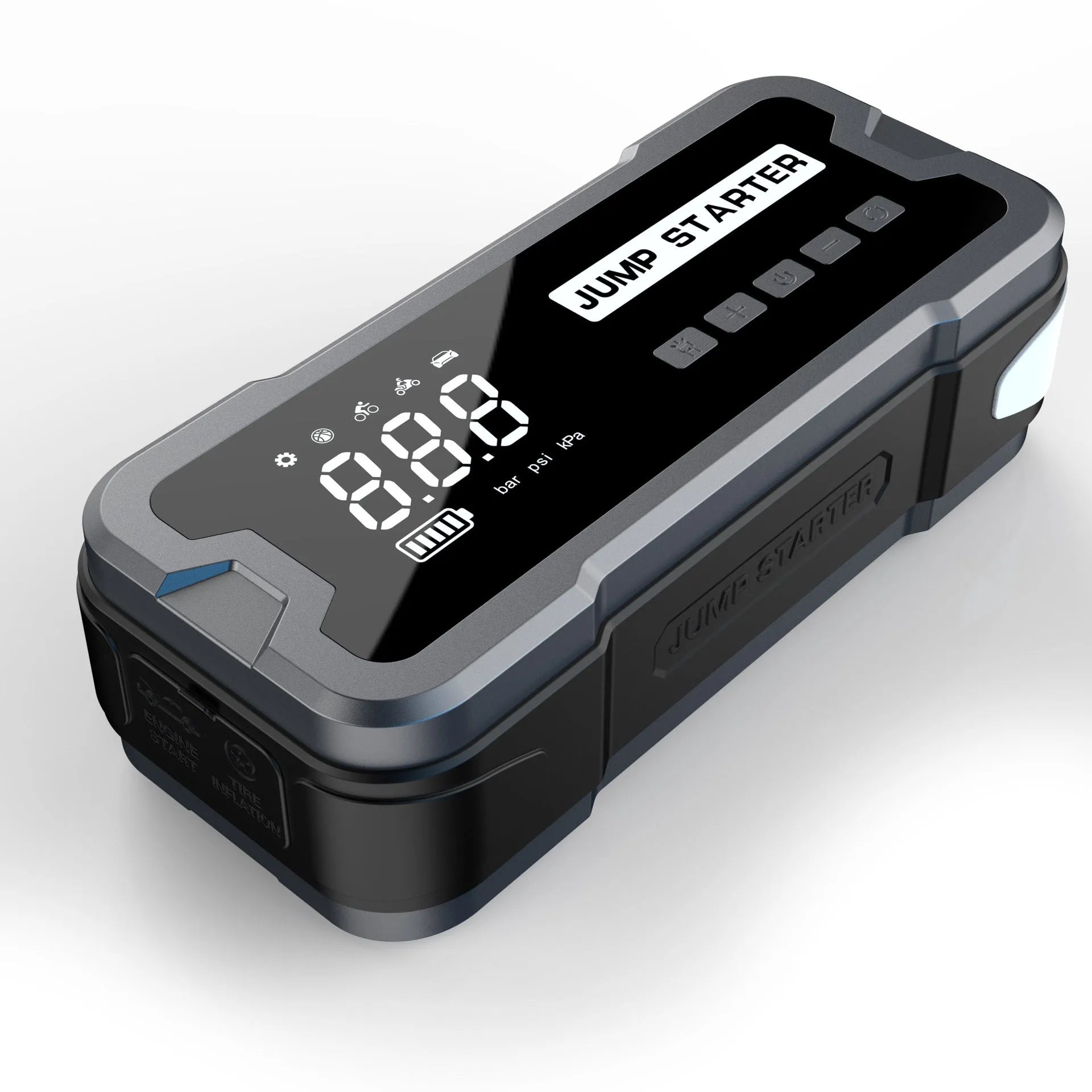 CY53 model black portable car jump starter power bank with digital screen and air hose