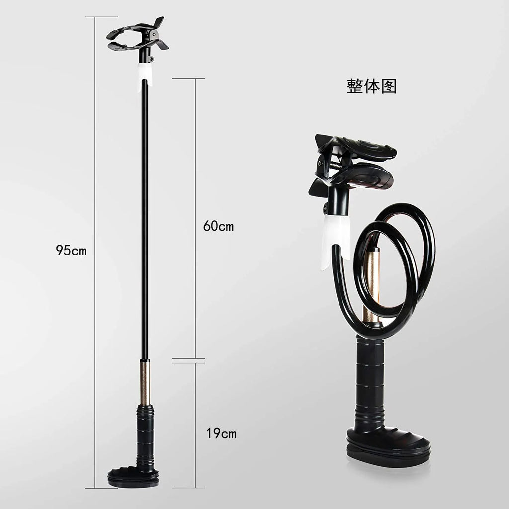 A long, black aluminium alloy ventilator hose bracket for securing medical tubing at a bedside.
