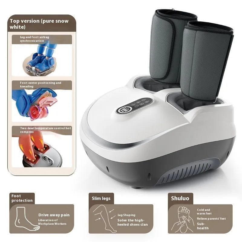 Home massage intelligent fully automatic foot massage machine in Prince silver with wireless remote control, compact 47.5x27x43cm size