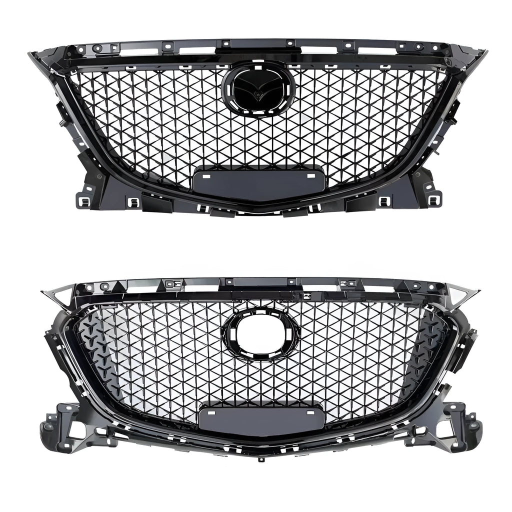 Unksera three-section front shovel style rear car spoiler retrofit kit in carbon braze pattern finish
