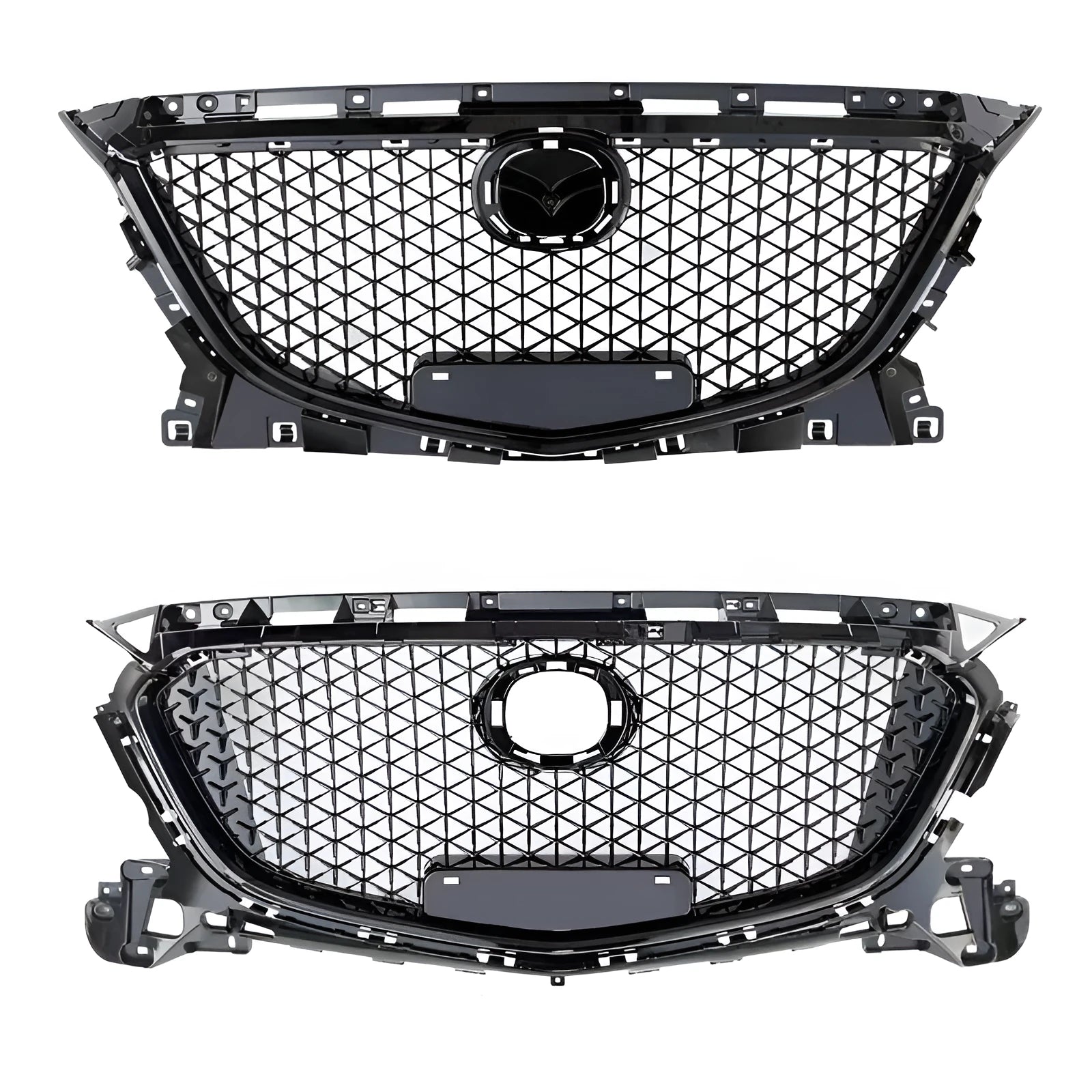 Unksera three-section front shovel style rear car spoiler retrofit kit in carbon braze pattern finish
