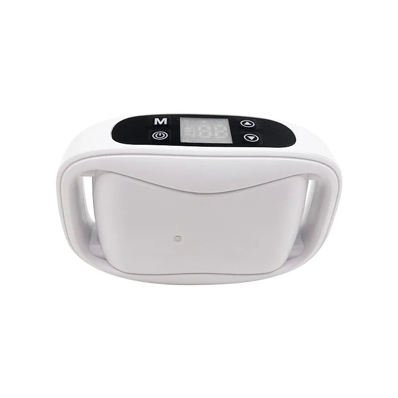 Electronic dog trainer bark stopper with plastic body and nylon strap, black and white colour options