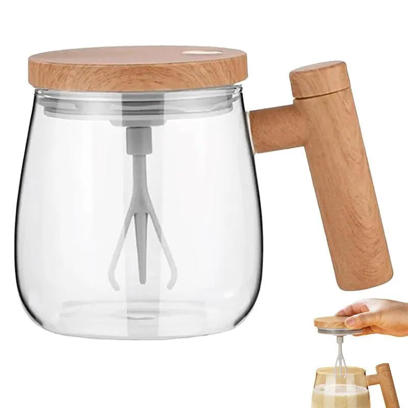 400ml self-stirring coffee mug with electric mixing function in borosilicate glass