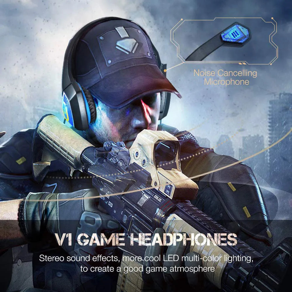 Black and red wired gaming headset with 3.5mm straight plug, 50mm drivers, built-in microphone and 2.2m braided wire