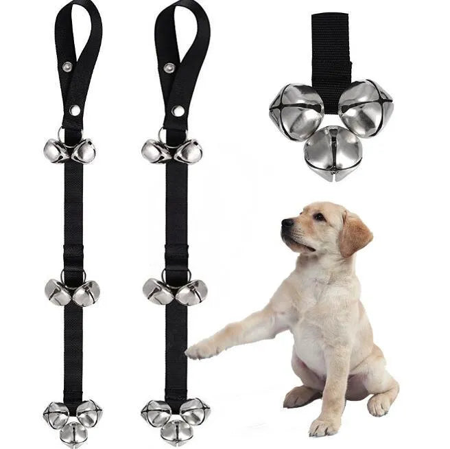 Dog doorbell with adjustable rope in black, red and blue colours for training and housebreaking