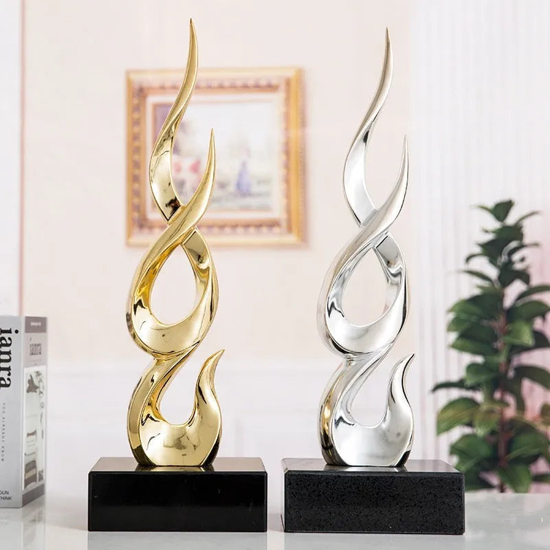 Modern resin festival decoration in gold finish with handmade craft elements