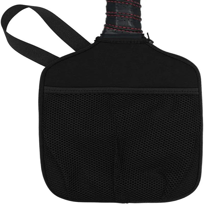 Black Lu Ding rubber badminton racket bag set with lanyard net pocket and pick ball bag on grass
