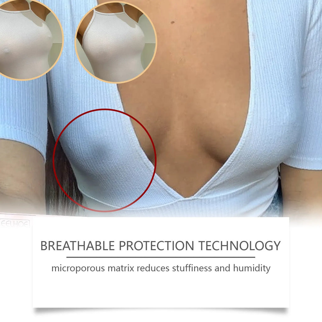 Two transparent invisible chest patches for discreet wear.