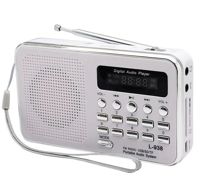 L-938 plugin speaker MP3 player for elderly gospel use with USB expansion in white, pink, red, or blue