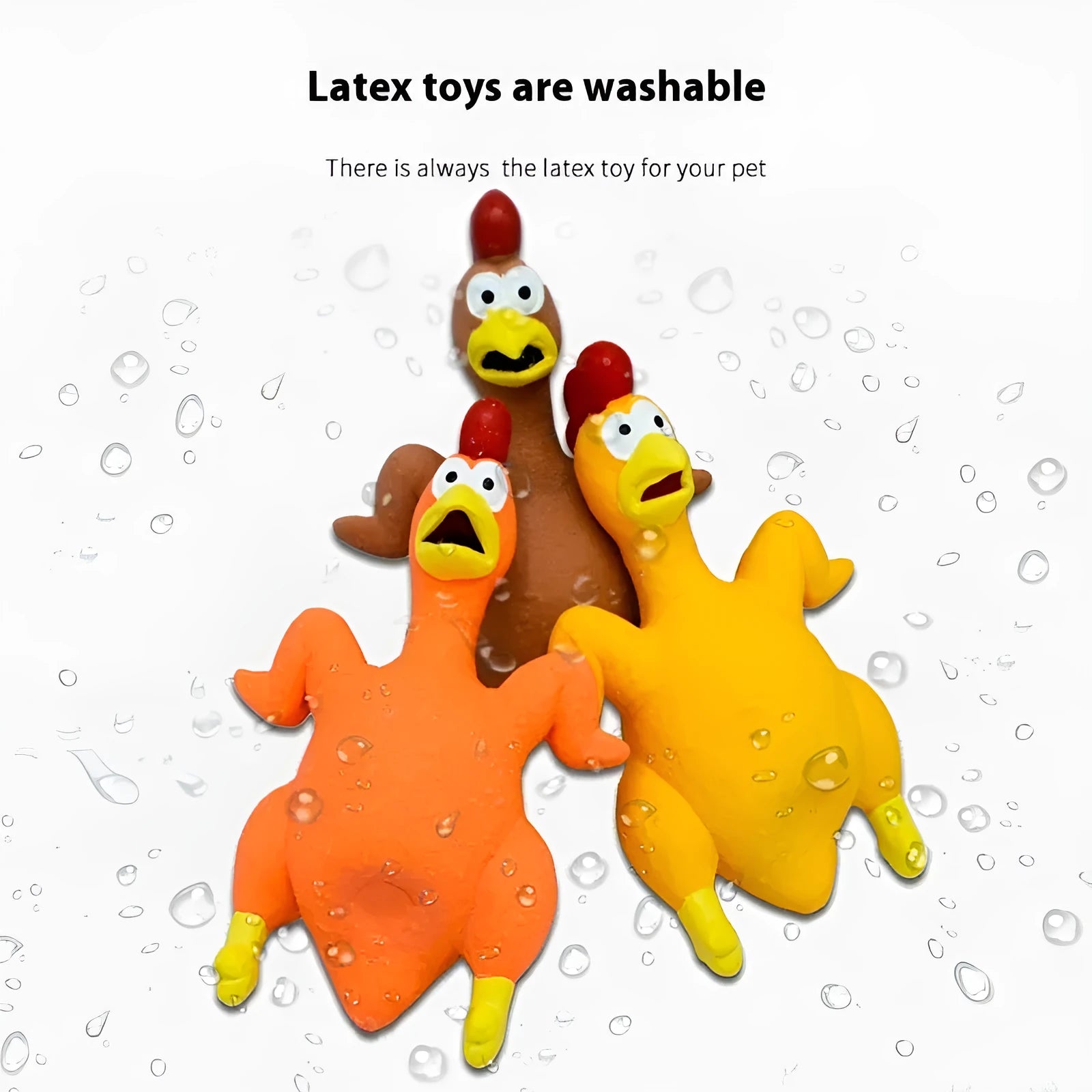 Orange roast chicken latex dog sound toy with vent squeaker, 21cm tall, bite-resistant design