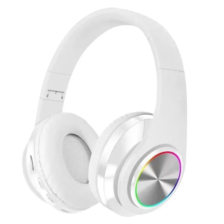 Black head-mounted Bluetooth gaming headset with over-ear cups and adjustable band.