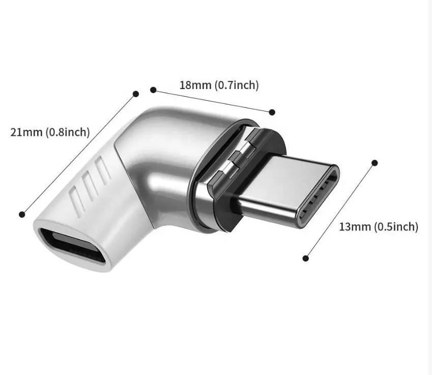 100W L-shaped Type-C magnetic adapter in black zinc alloy with soft white indicator light