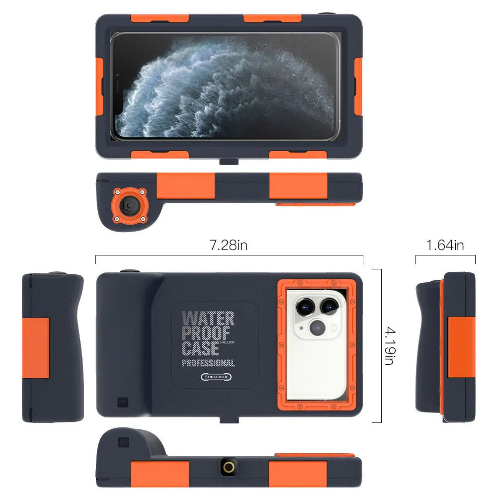 Orange universal waterproof phone case for iPhone and Samsung Galaxy smartphones