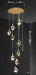 Duplex stair long crane crystal chandelier ceiling lamp with multiple crystal heads