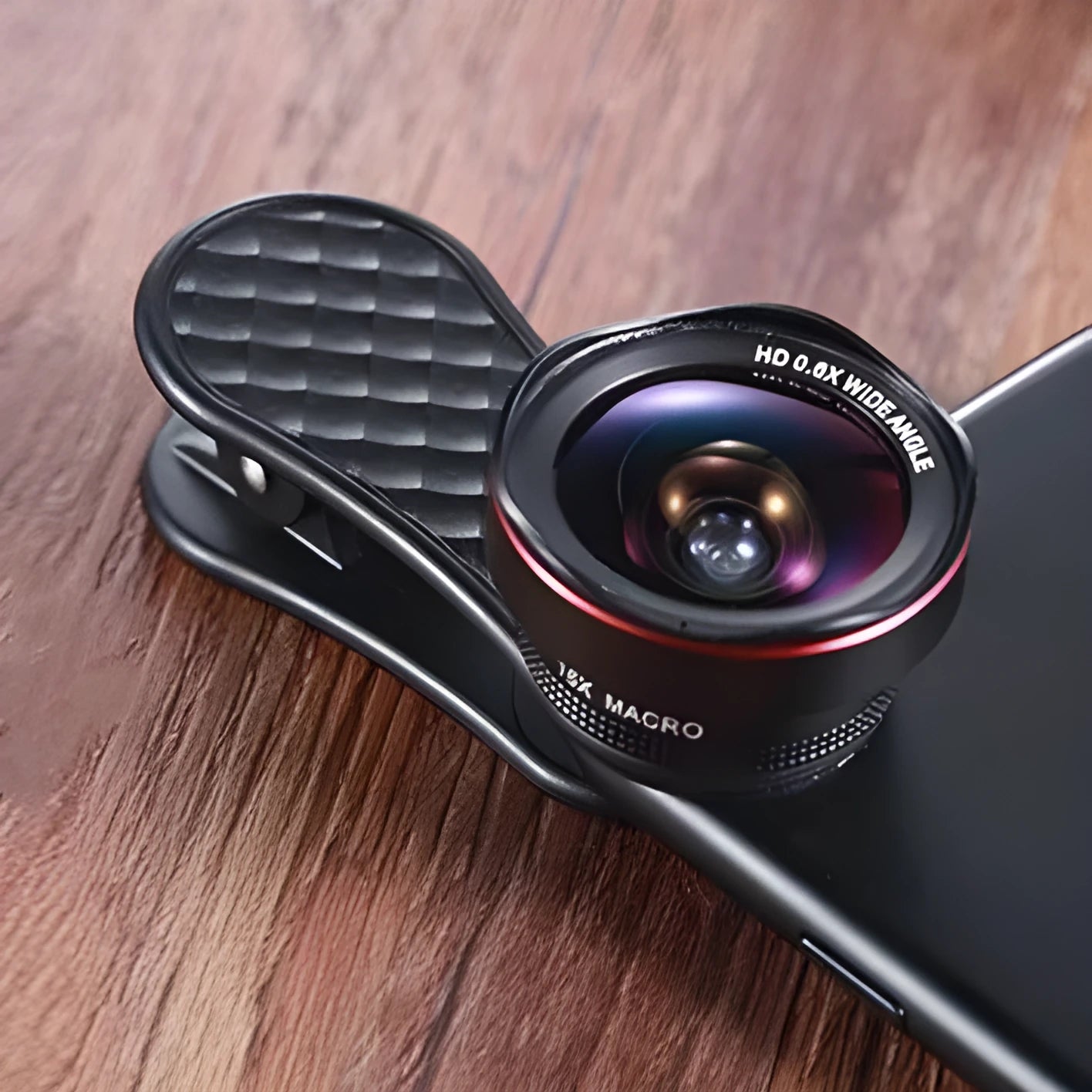 LQ-046 black mobile phone wide-angle and macro lens kit with clip and storage box