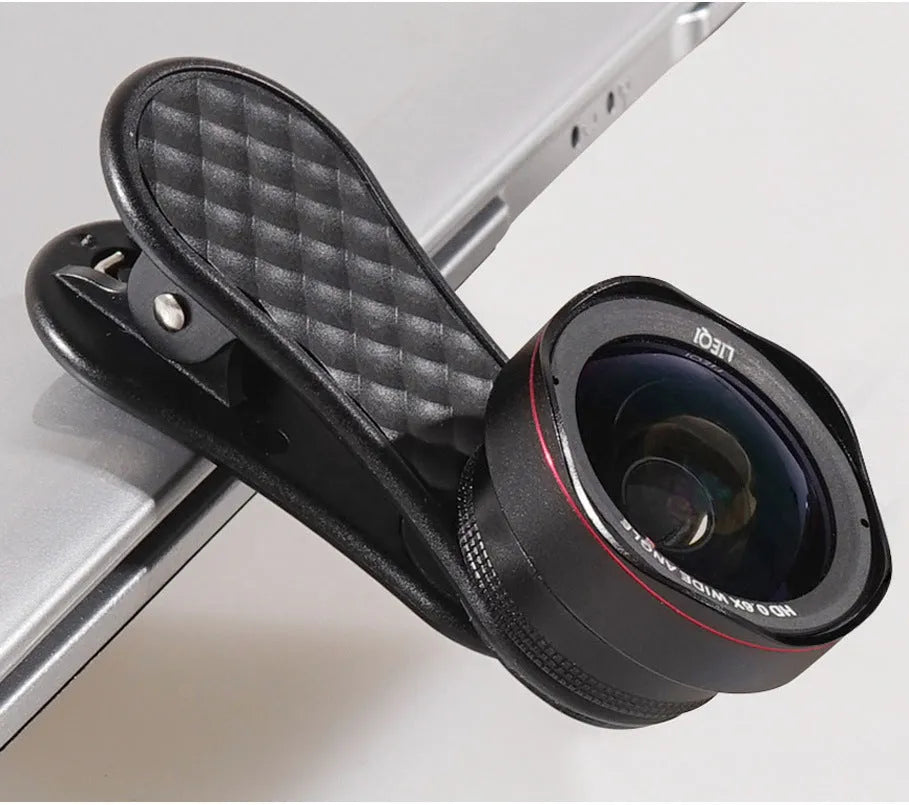 LQ-046 black mobile phone wide-angle and macro lens kit with clip and storage box