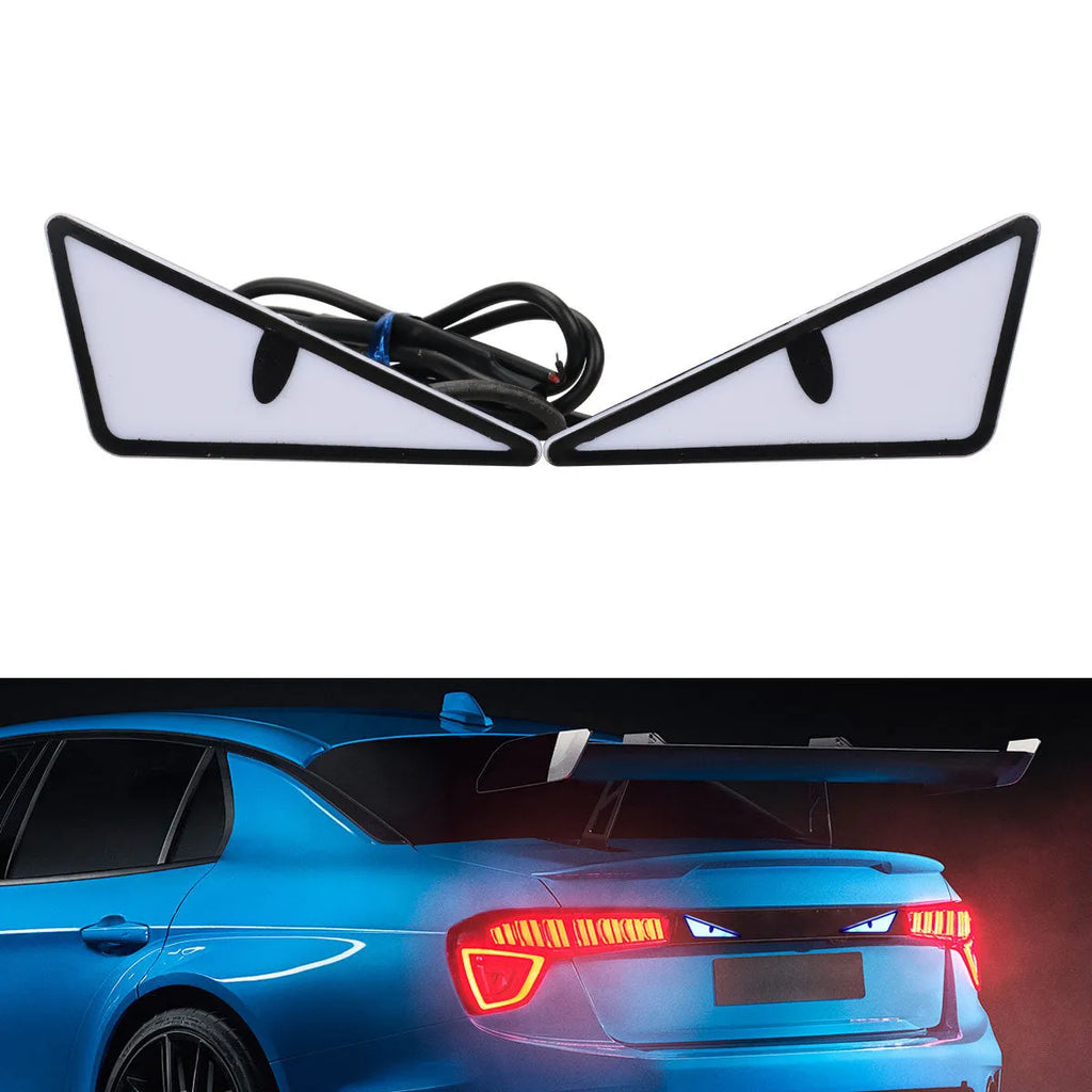 Pair of Triangle Eyes 12V plastic decorative motorcycle and car lights in semicircle shape with colour options