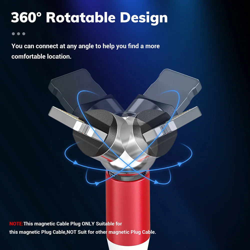 Black magnetic charging cable with spherical aluminium alloy connector on a 1 metre long TPE-coated cable.