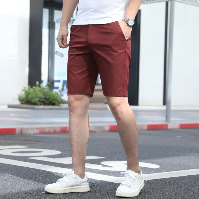 Men's elastic waist casual trousers in fifth pants length available in multiple colours