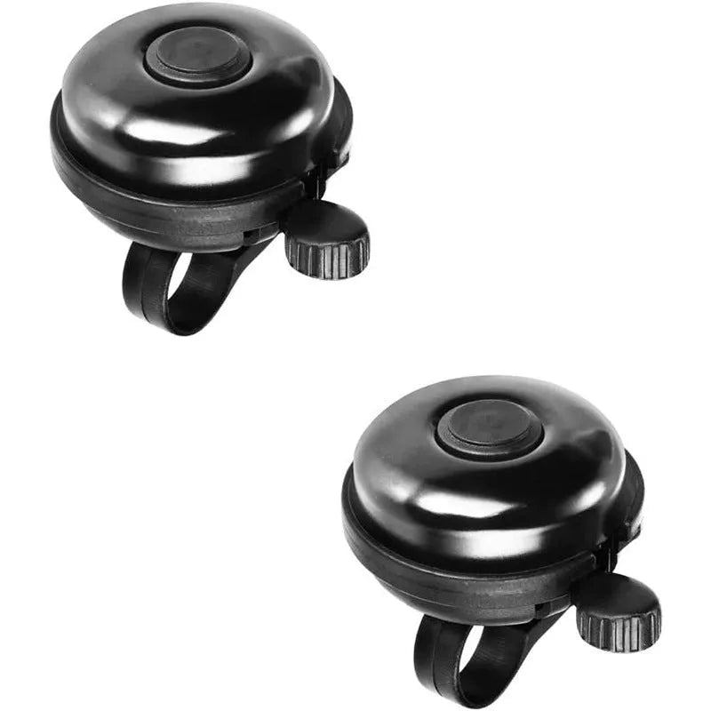 Black 58mm mountain bicycle bell with ABS plastic construction and mounting fixture