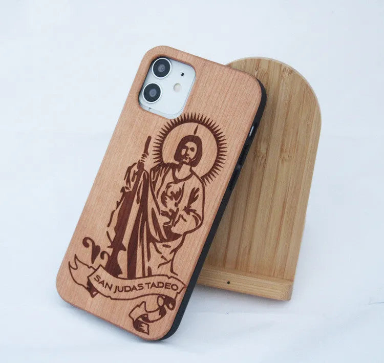 Wooden mobile phone case with TPU bumper and elephant design for Apple iPhone