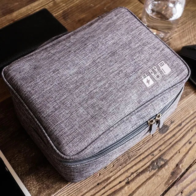 Portable waterproof mobile phone digital bag in blue, 24.5x18x10cm, made of polyester for travel