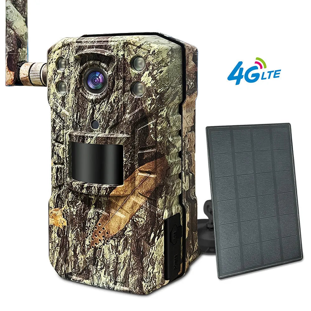 Outdoor 4G surveillance camera with 5MP lens and infrared night vision for remote security monitoring