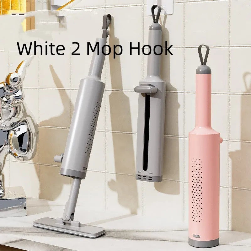 Rotatable self-squeeze mini floor mop with crevice brush and microfiber pads in pink, grey, or white